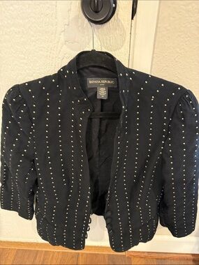 Banana Republic Black Cropped Stud-Embellished Jacket